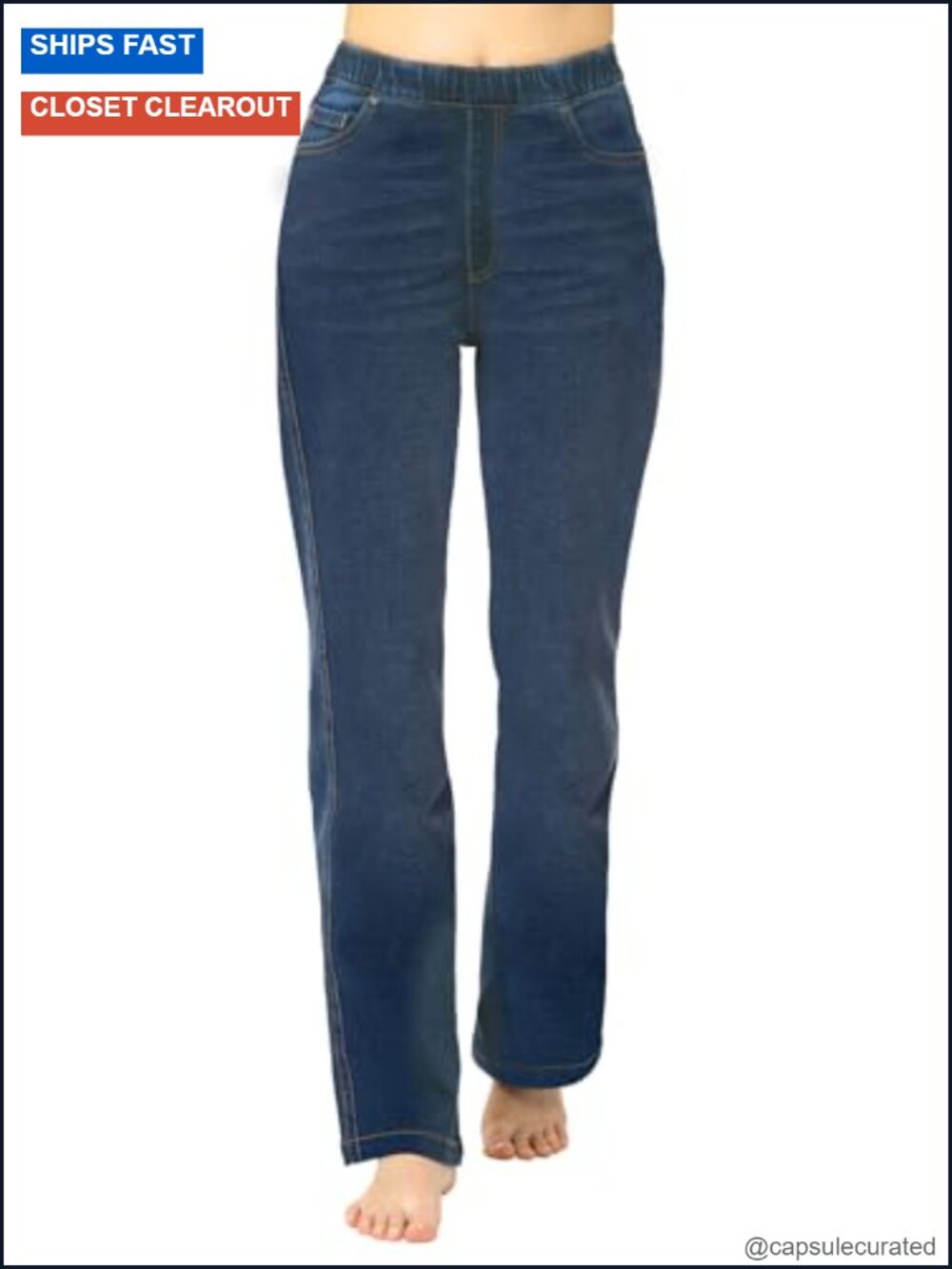 High Waist Palazzo Curvy Pull-On Jeans with Dormisoft Denim